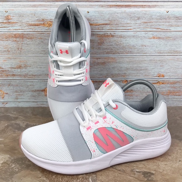 Under Armour Shoes - NEW Under Armour Charged Breathe Bliss PS Running Shoes White Grey NWOB